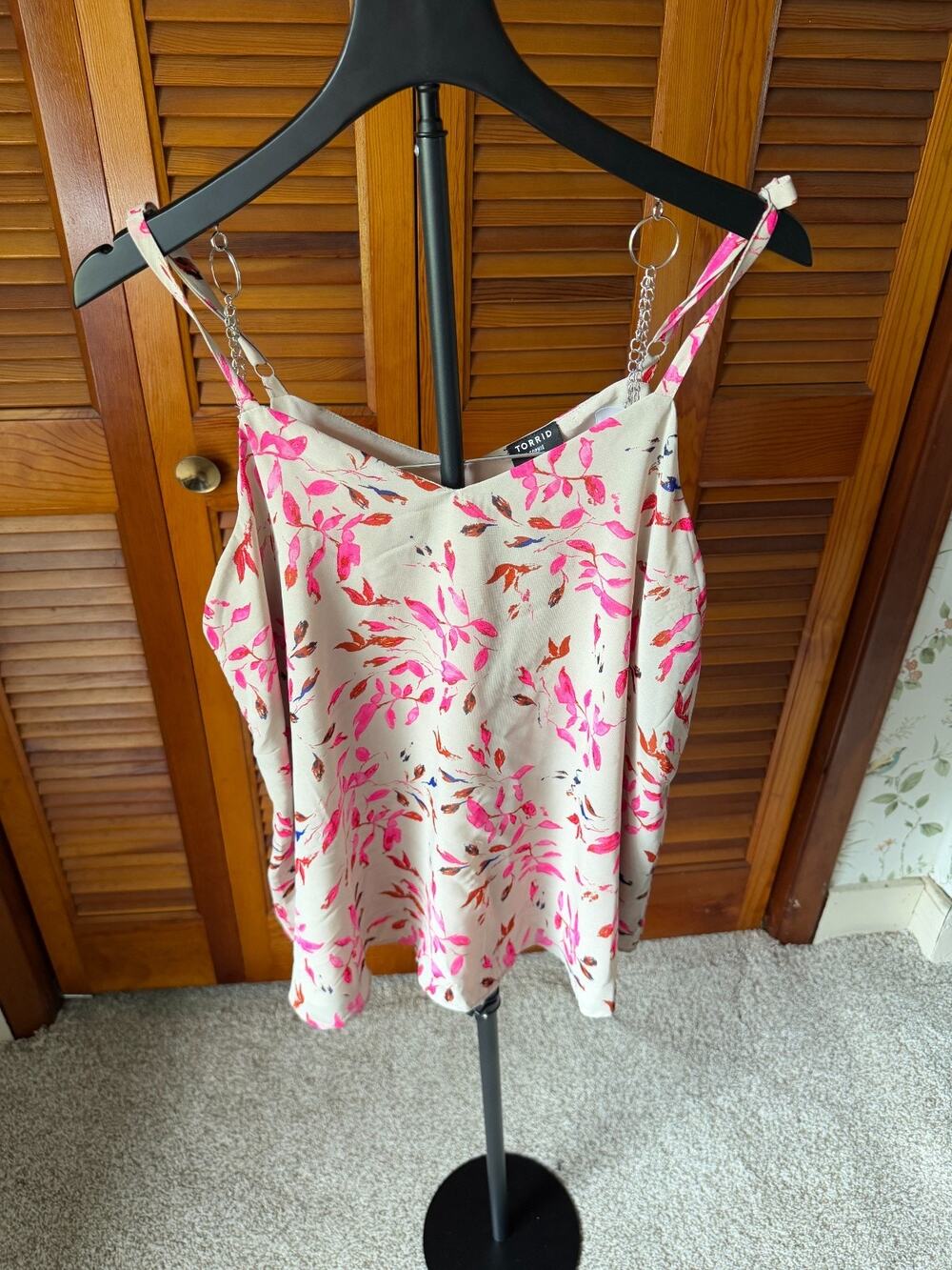 NWT TORRID Pink & Tan Sophie Chiffon Sleeveless Tank Top Plus sz 00 M/L Sz 10